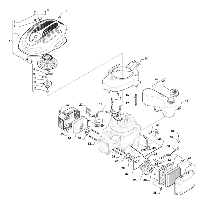 Stiga Combi 55SQ 294556848/ST1 - Engine, Carburettor, Tank