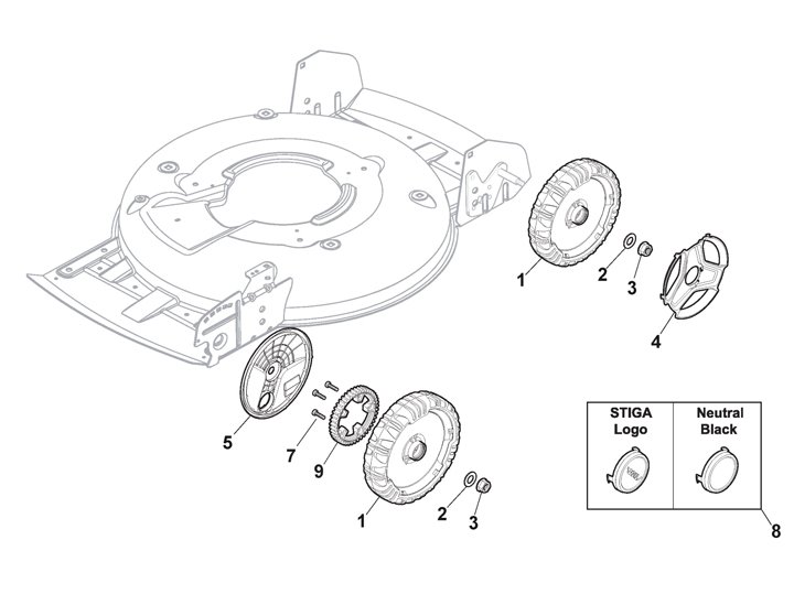 Stiga Multiclip 50SXEB 291502528/ST1 - Wheels