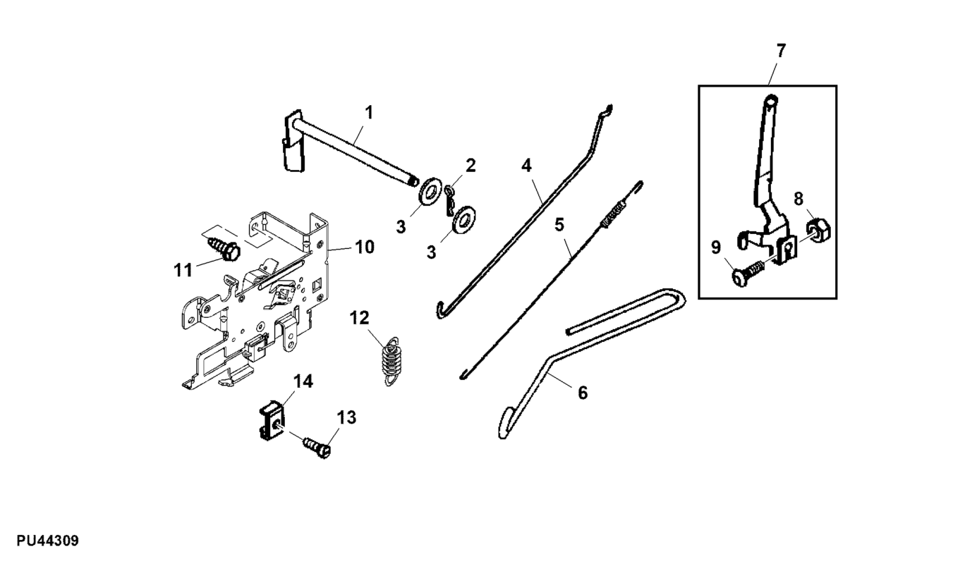 John Deere X107 - Control Lever, Governor Linkage