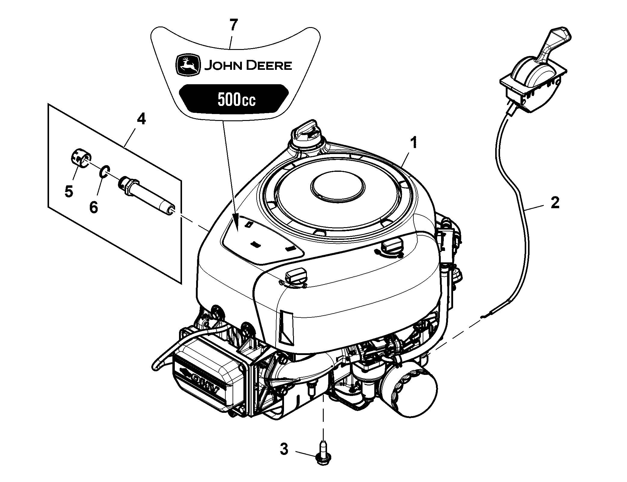 John Deere X107 - Engine