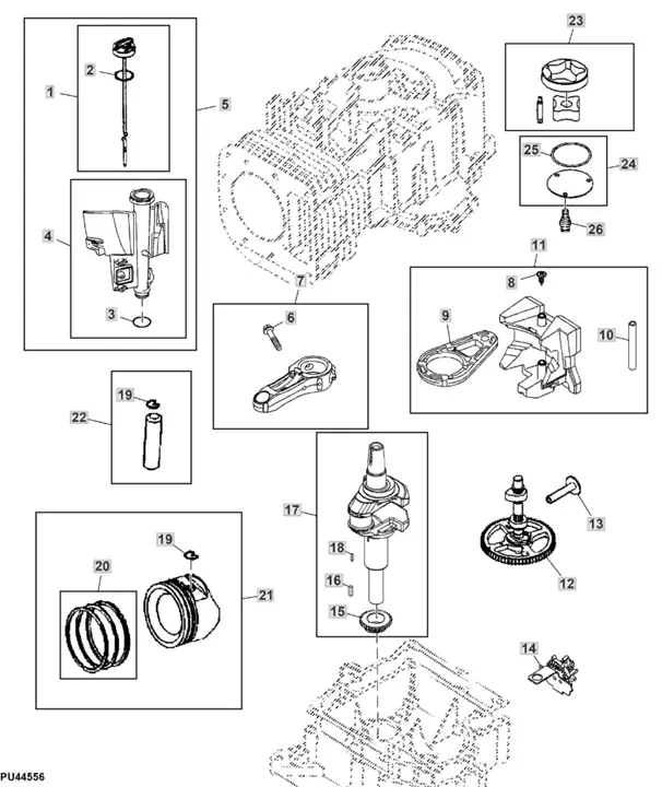 John Deere X117R - Crankshaft, Connecting Rod, Piston