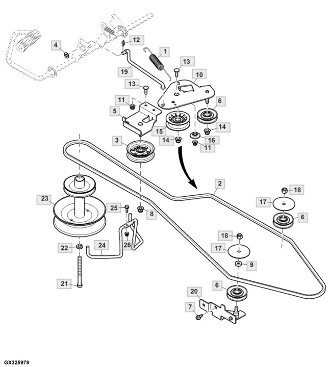 John Deere X117R - belt drive