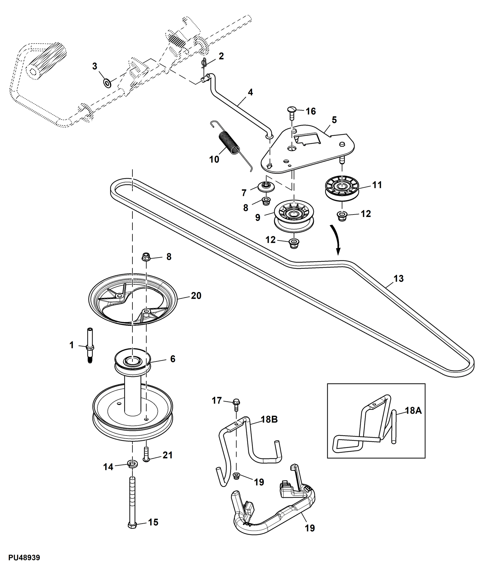 John Deere X107 - Belt Drive, Idle