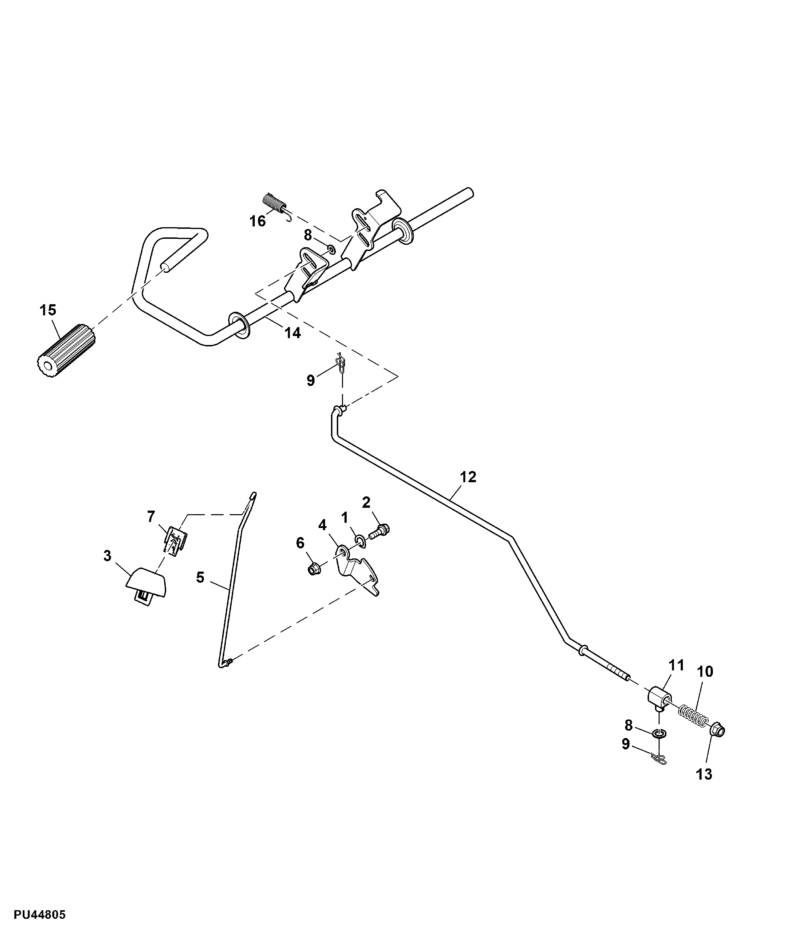 download (26) John Deere X107 - Brake Pedal, Linkage