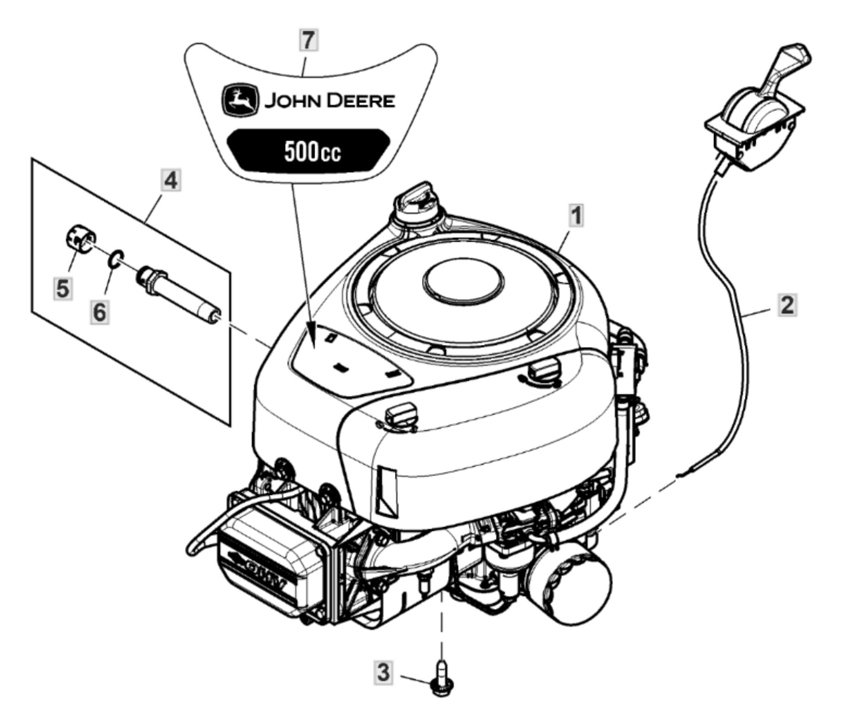 John Deere X117R - Engine