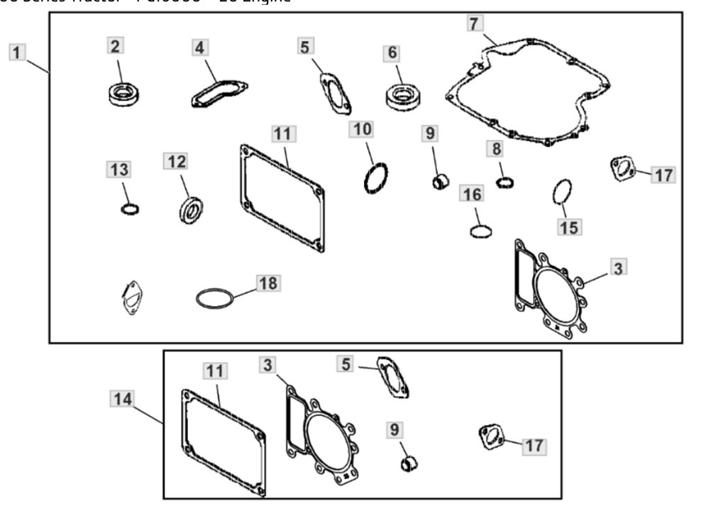 John Deere X117R - Engine Gasket Kit