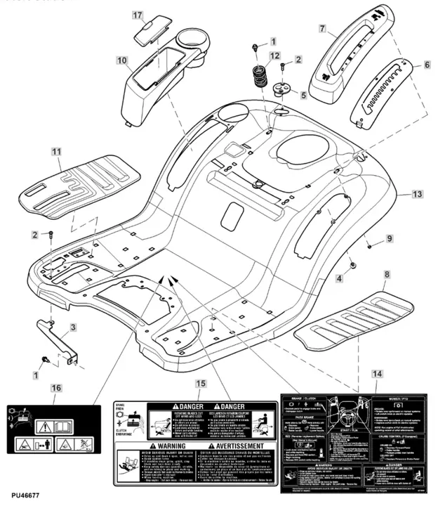 John Deere X107 - Fender, Deck