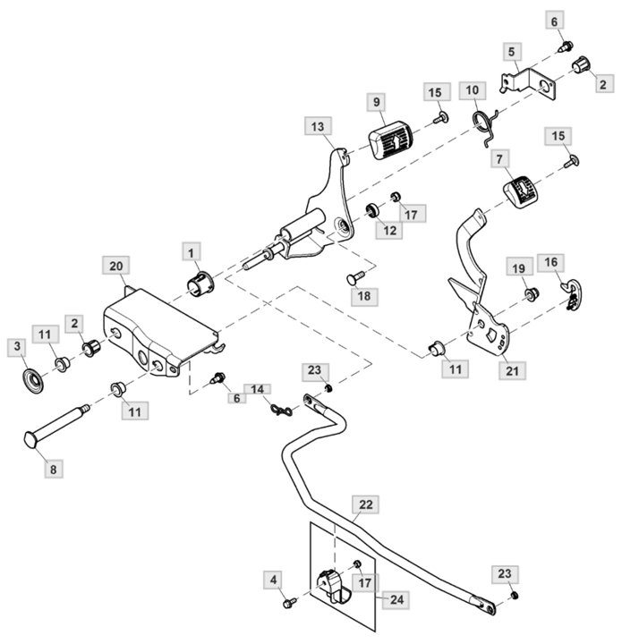 John Deere X117R - Forward, Reverse Pedal Linkage