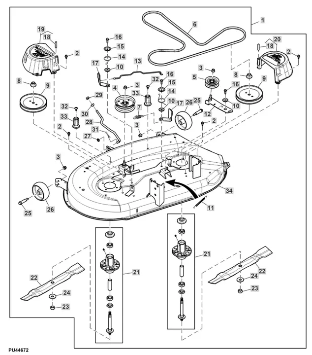 John Deere X107 - Mower Deck 42c Part 2