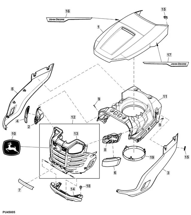 John Deere X107 - Hood, Panels