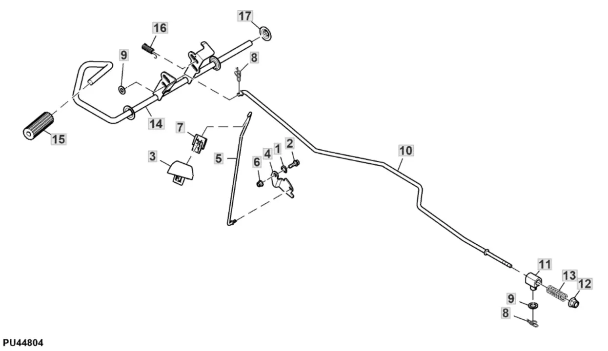 John Deere X167R - Brake Pedal, Linkage