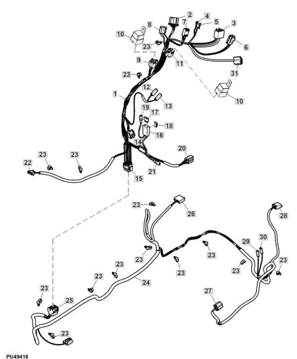 John Deere X167R - Chassis Wiring Harness