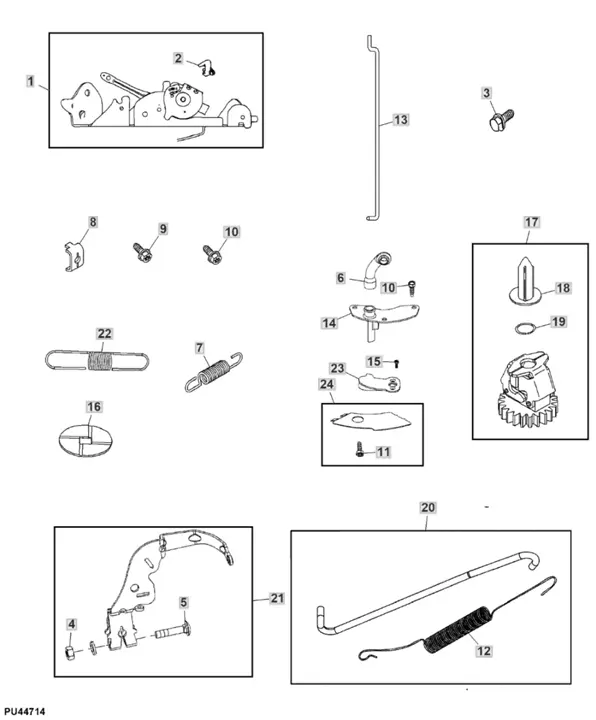 John Deere X167R - Control Lever, Governor Linkage