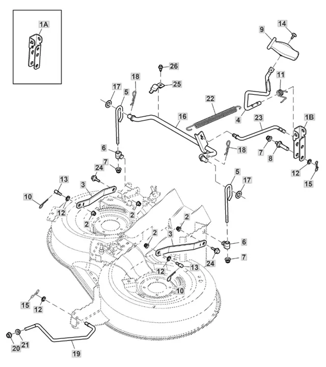 John Deere X147R - Deck Linkage, Rear Discharge 36inch