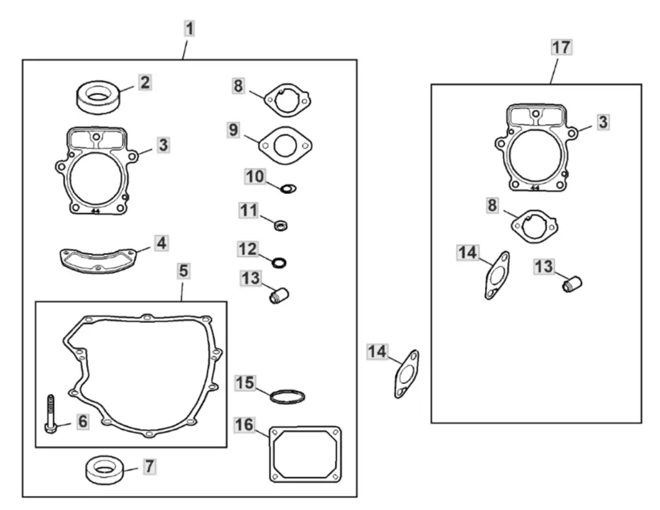 John Deere X167 - Engine Gasket Kit