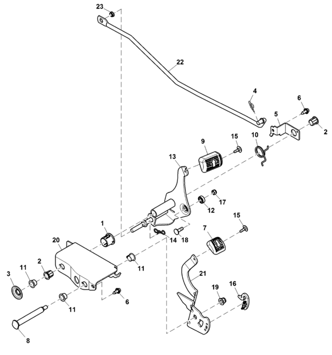 John Deere X167 - Forward, Reverse Pedal Linkage
