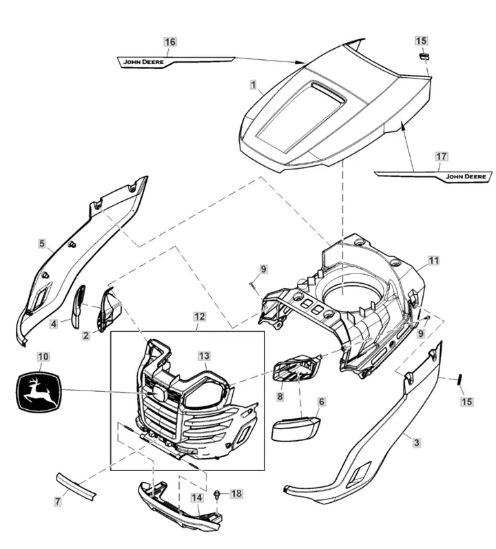 John Deere X147R - Hood