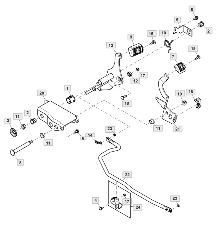 John Deere X147R - Forward and Reverse Pedal Linkage