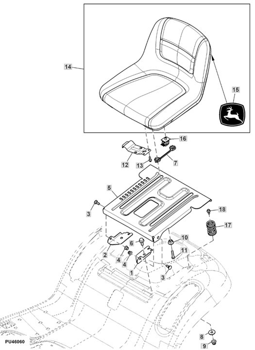 John Deere X167R - Seat, Platform