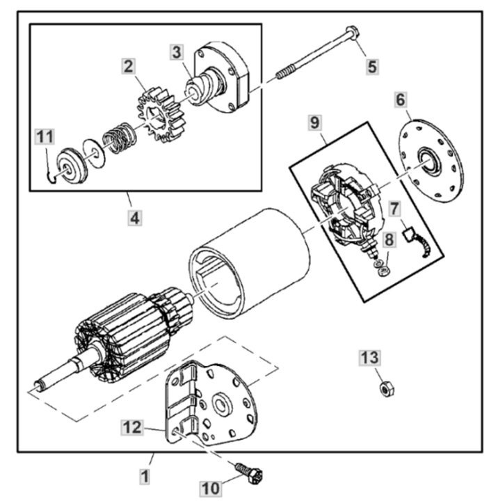 John Deere X127 - Starter Motor Kit