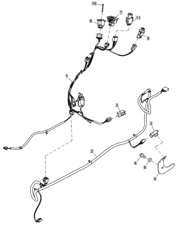 John Deere X167 - Switches, Mounting Parts, Chassis Wiring