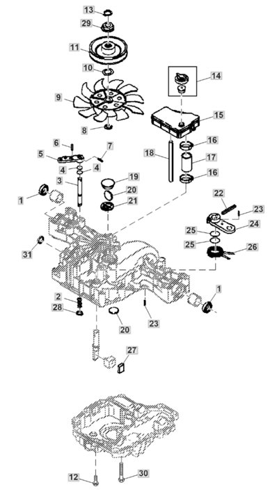 John Deere X167R - Transaxle Case