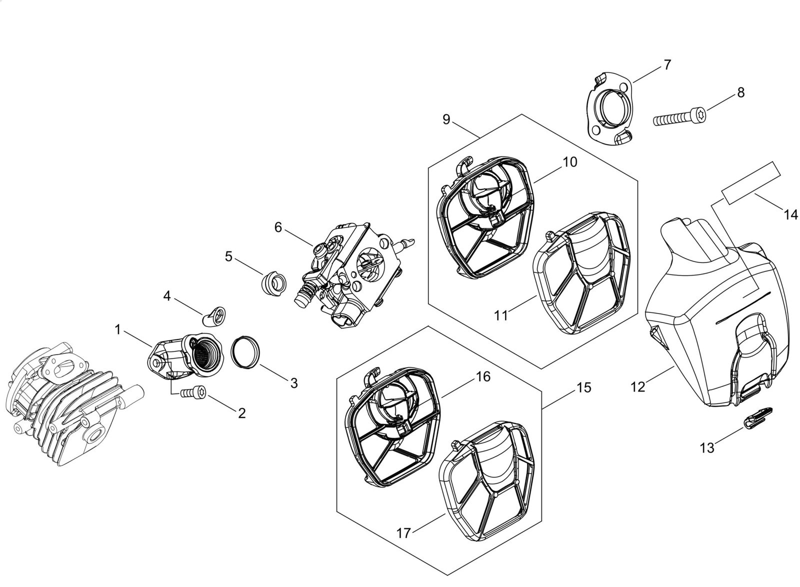 Echo CS2511TES (38000001-38999999) - Air Cleaner, Carburetor