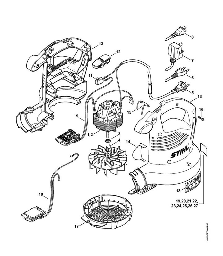 Stihl SHE71 Electric Motor, Housing