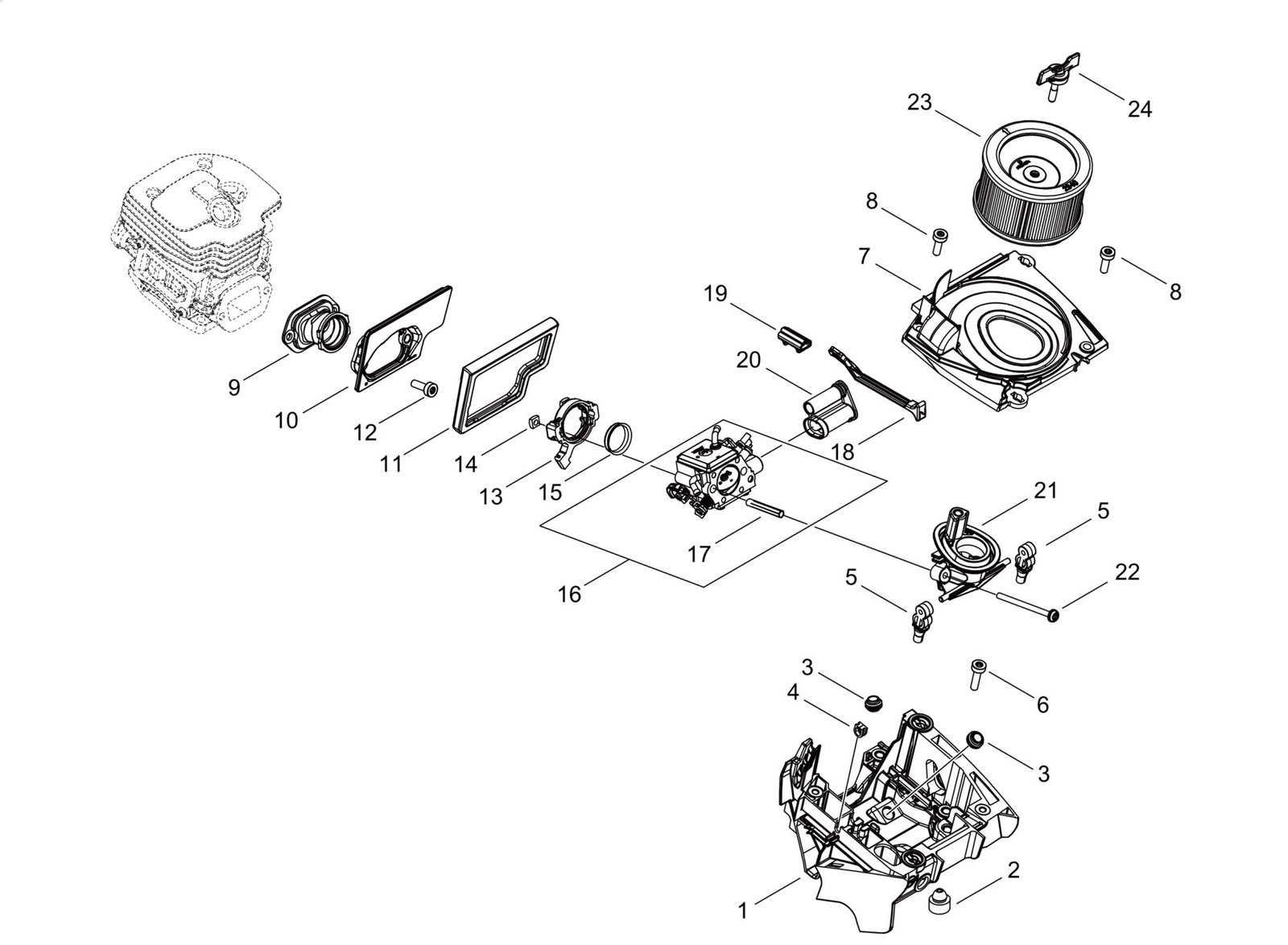 9986 Echo CS7310SX (38000001 to 38999999) - Air Cleaner, Carbuetor