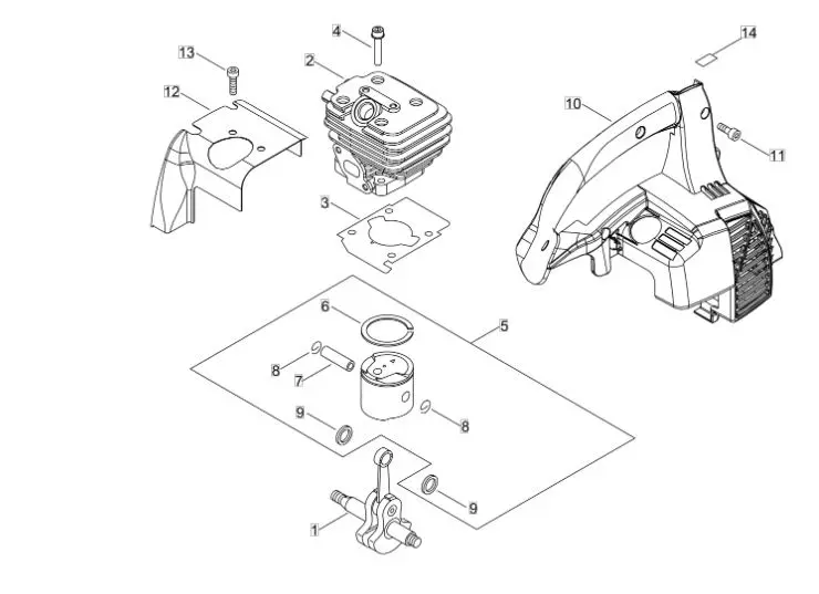Echo ES250ES (37047616 to 99999999) - Cylinder, Piston, Crankshaft