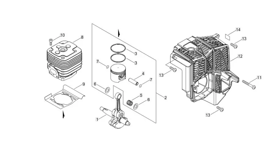 Echo PB580 (37000001 to 99999999) - Cylinder, Piston, Crankshaft