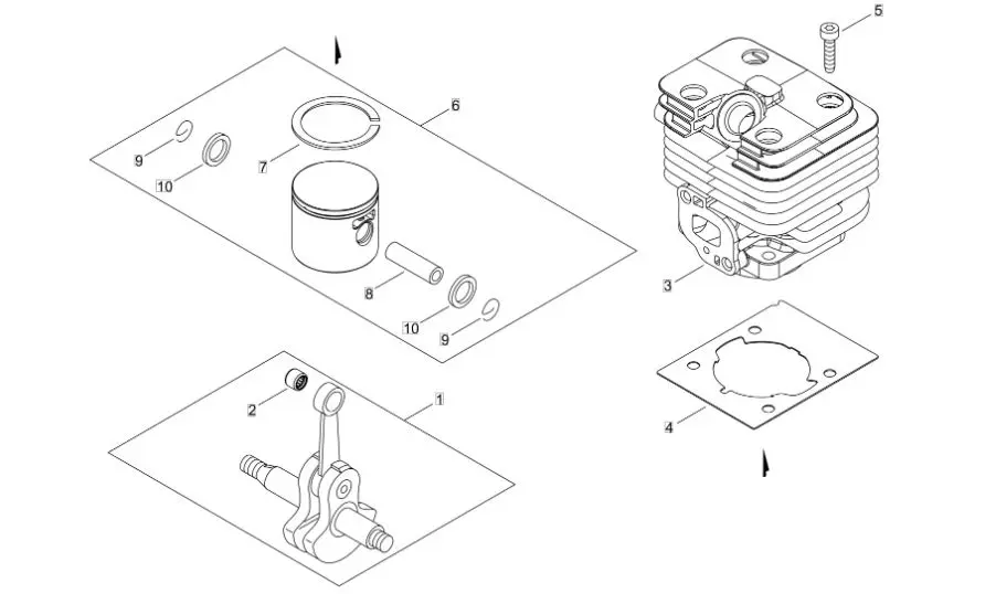 Echo PB2520 (37001001 to 99999999) - Cylinder, Piston, Crankshaft
