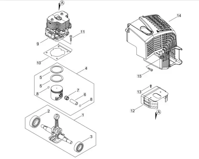 Capture Echo PB8010 (38000001 to 38999999) - Cylinder, Piston, Crankshaft