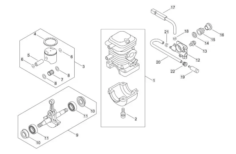 Echo CS420ES 38000001to38999999 - Cylinder, Piston, Crankshaft