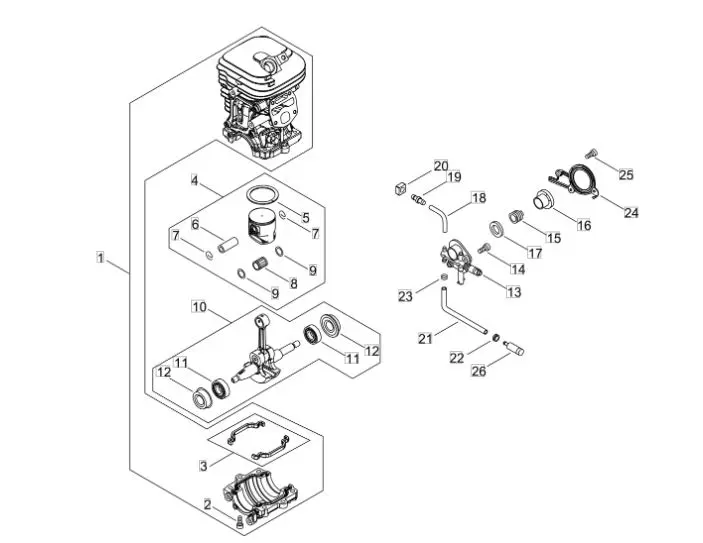 Echo CS4510ES (38000001 to 38999999) - Cylinder, Piston, Crankshaft
