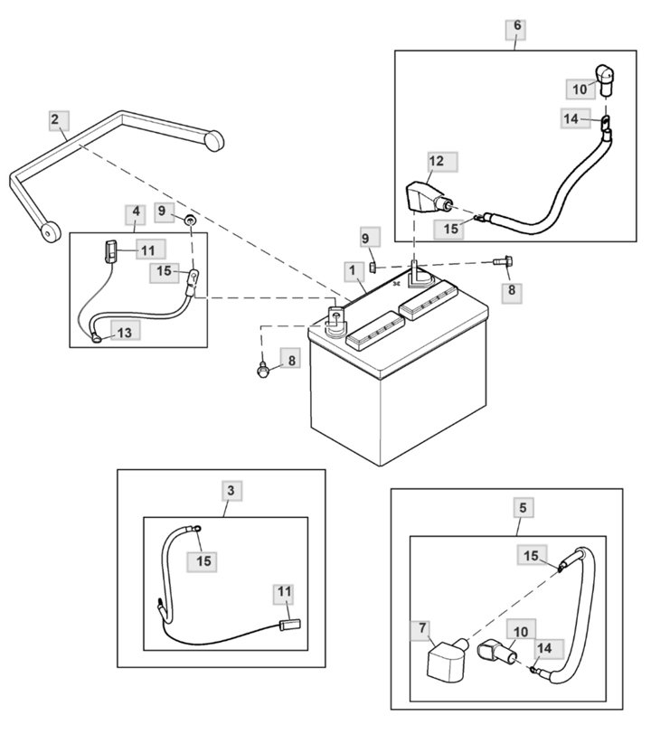 John Deere X350R - Battery, Cables