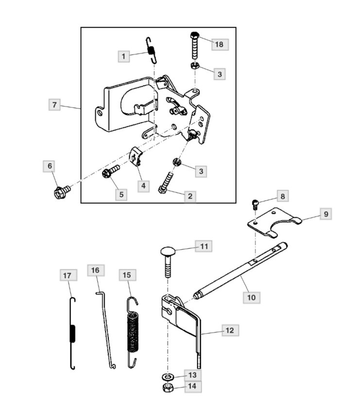 John Deere X350R -Control linkage