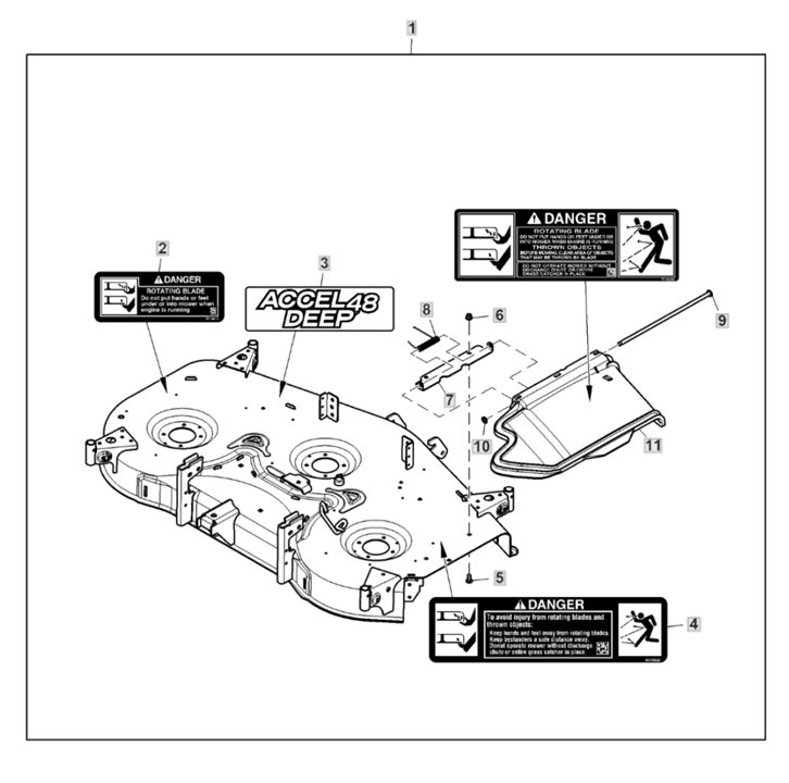 John Deere Power Flow Material Collection System (46-IN Mower Deck) -PC2111  JACKSHEAVE,IDLERS & BRACKETS YELLOW MOWER DECK: POWER FLOW BLOWER ASSEMBLY  46 MOWER