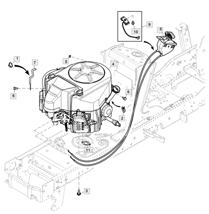 John Deere X350R - Engine, Throttle