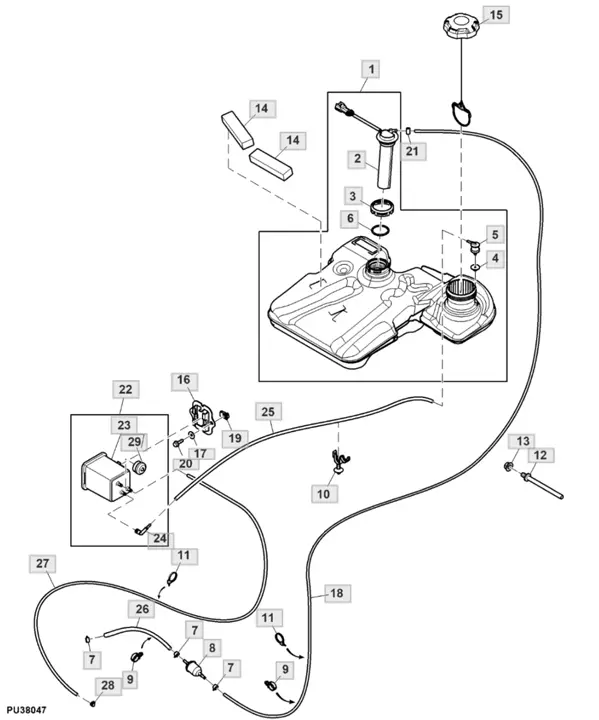 John Deere riding mower carburetor fuel line diagram