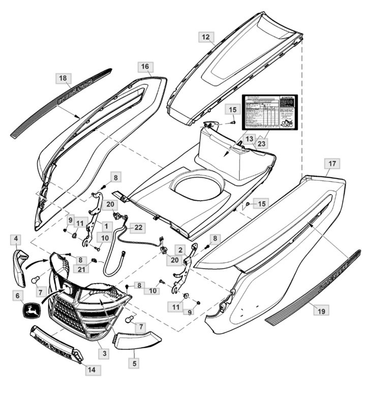 John Deere X350R - Hood, Styling Panel