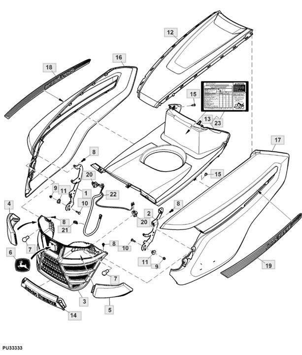 John Deere X350 - Hood, Styling