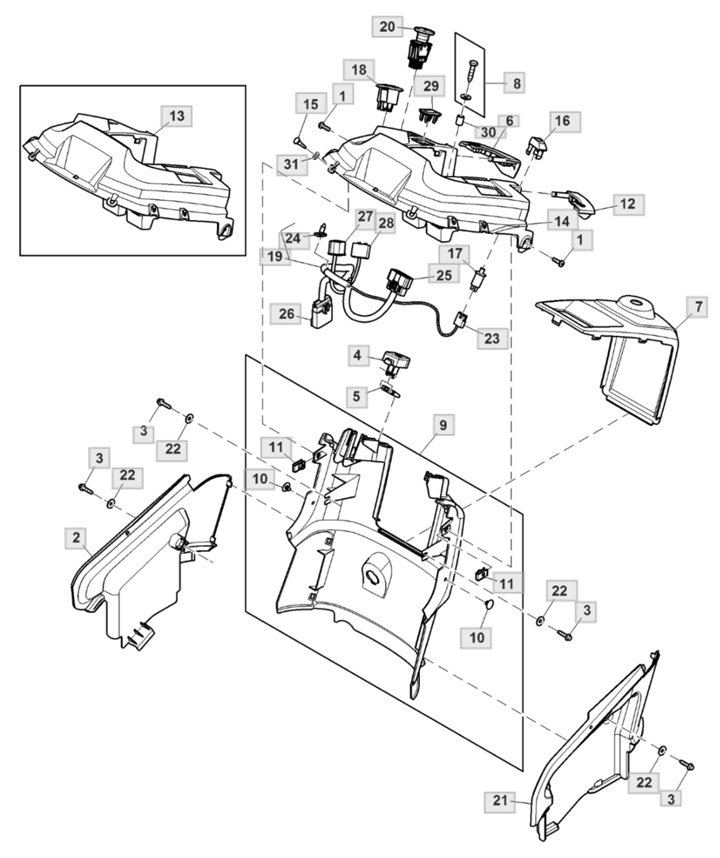 John Deere X350R - Instrument Panel