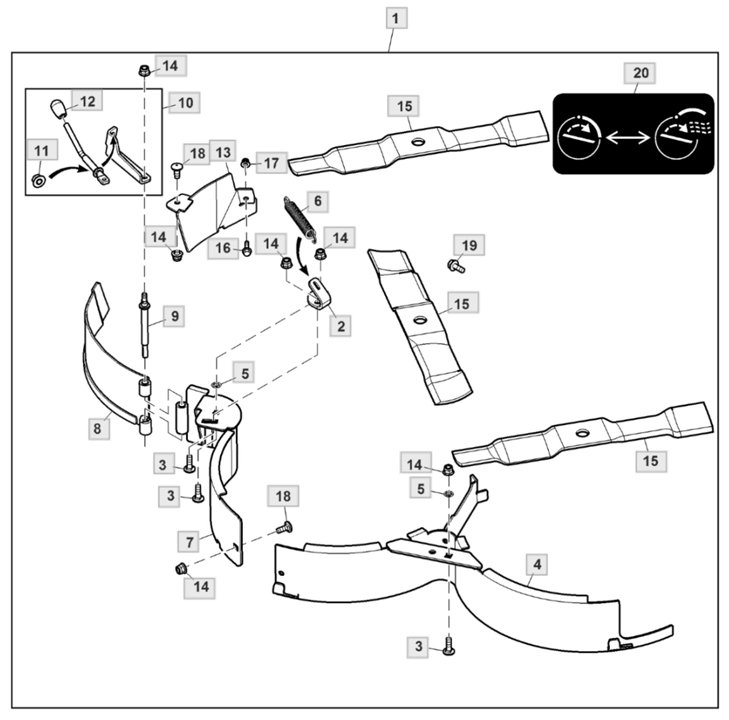 John Deere X350 - Grass Mulch Control 48a