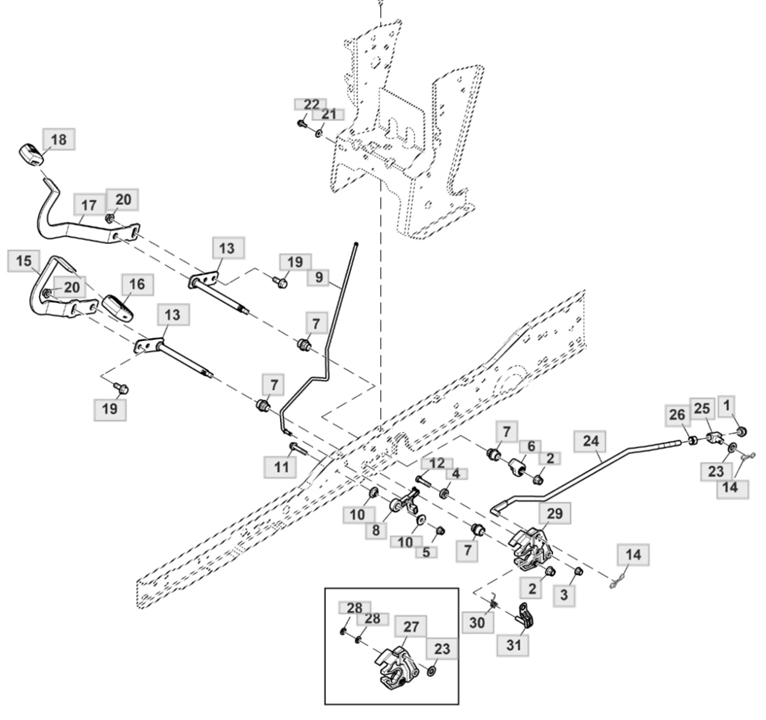 John Deere X350 - Pedal Control Linkage