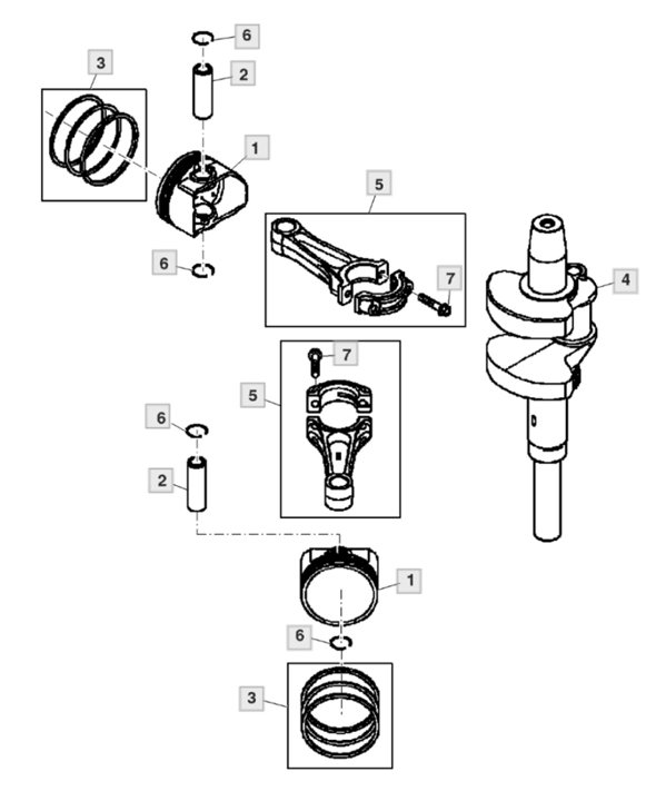 John Deere X350 - Piston, Crankshaft (110001-)