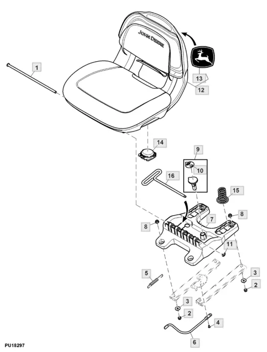 John Deere X350 - Seat, Seat Suspension