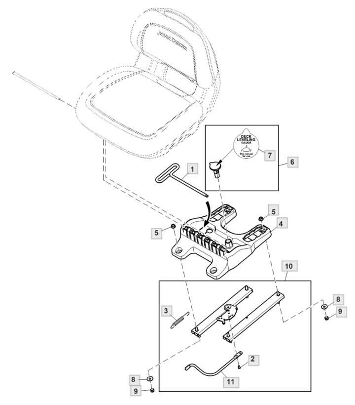 John Deere X350R - Seat Slide Track Kit