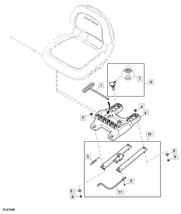 John Deere X350 - Seat Slide Track Kit