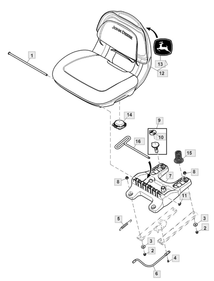 John Deere X350R - Seat, Seat Suspension